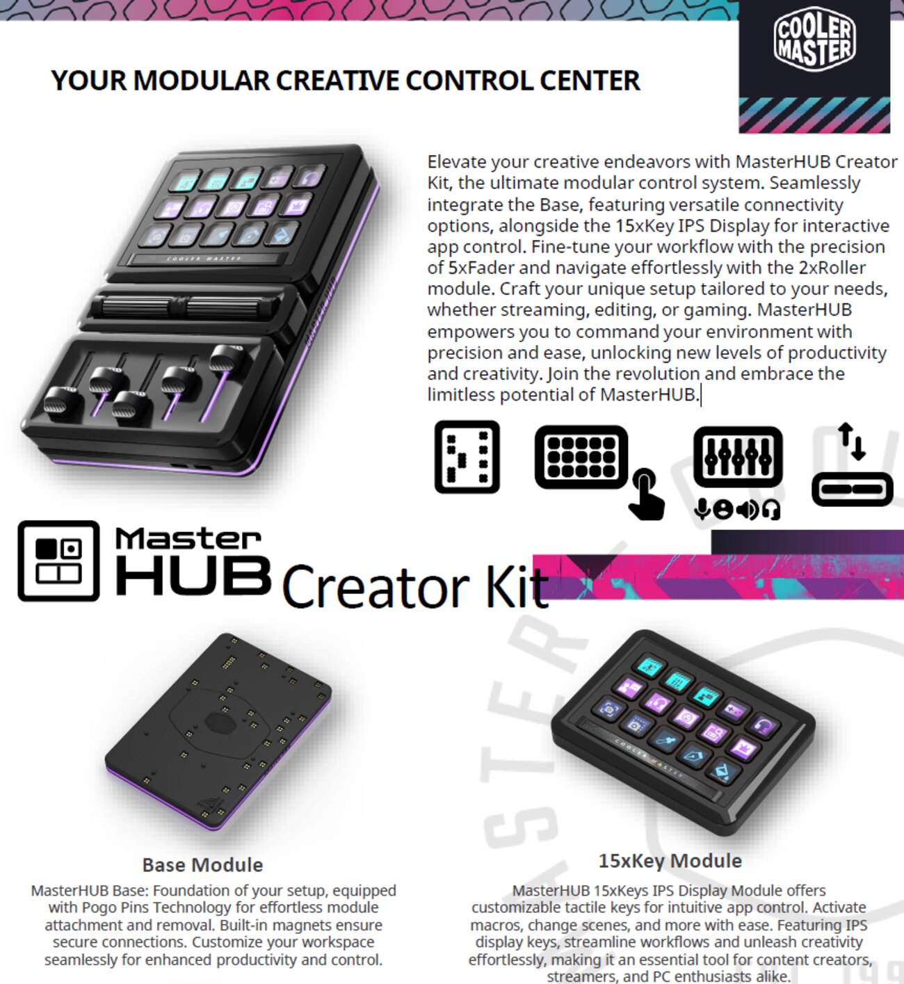 COOLER MASTER MHSK13AA00 MasterHUB Stream Kit 多功能控制台
